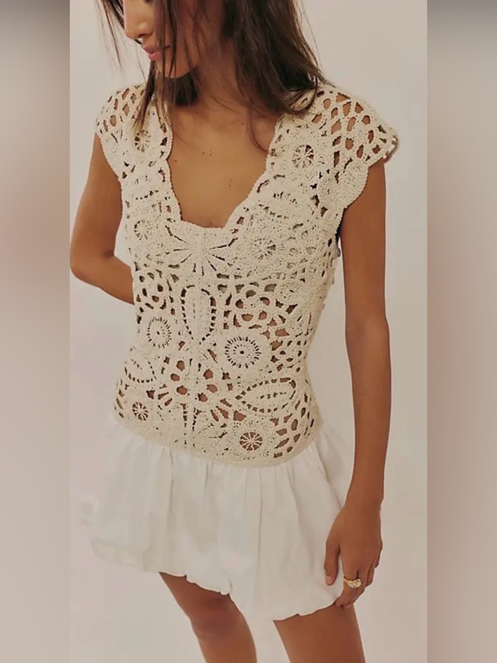 FREE PEOPLE Kinsley Crochet Mini Dress SIZE M